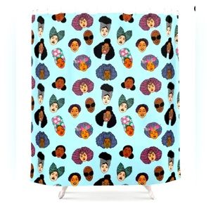 New Society 6 Black Hair Magic - Blue Shower Curtain
by DorcasCreates